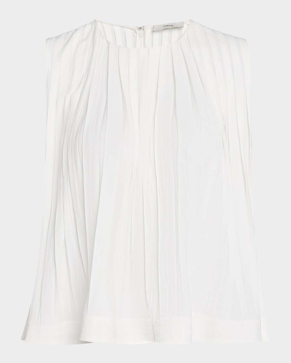 Sleeveless Pleated A-Line Top